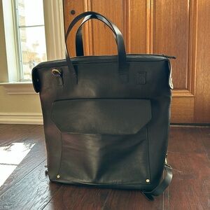 Full Grain Genuine Leather Backpack in Black